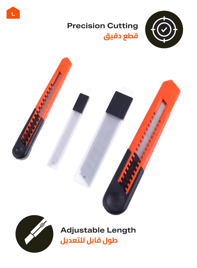 LAWAZIM One Small One Large Heavy Duty Cutter with 10 Blades - Retractable Utility Knife Set with Sharp Replaceable Blades, Non-Slip Grip, and Safety Lock - Ideal for Home, Office, Crafting, and Packaging - Image 3